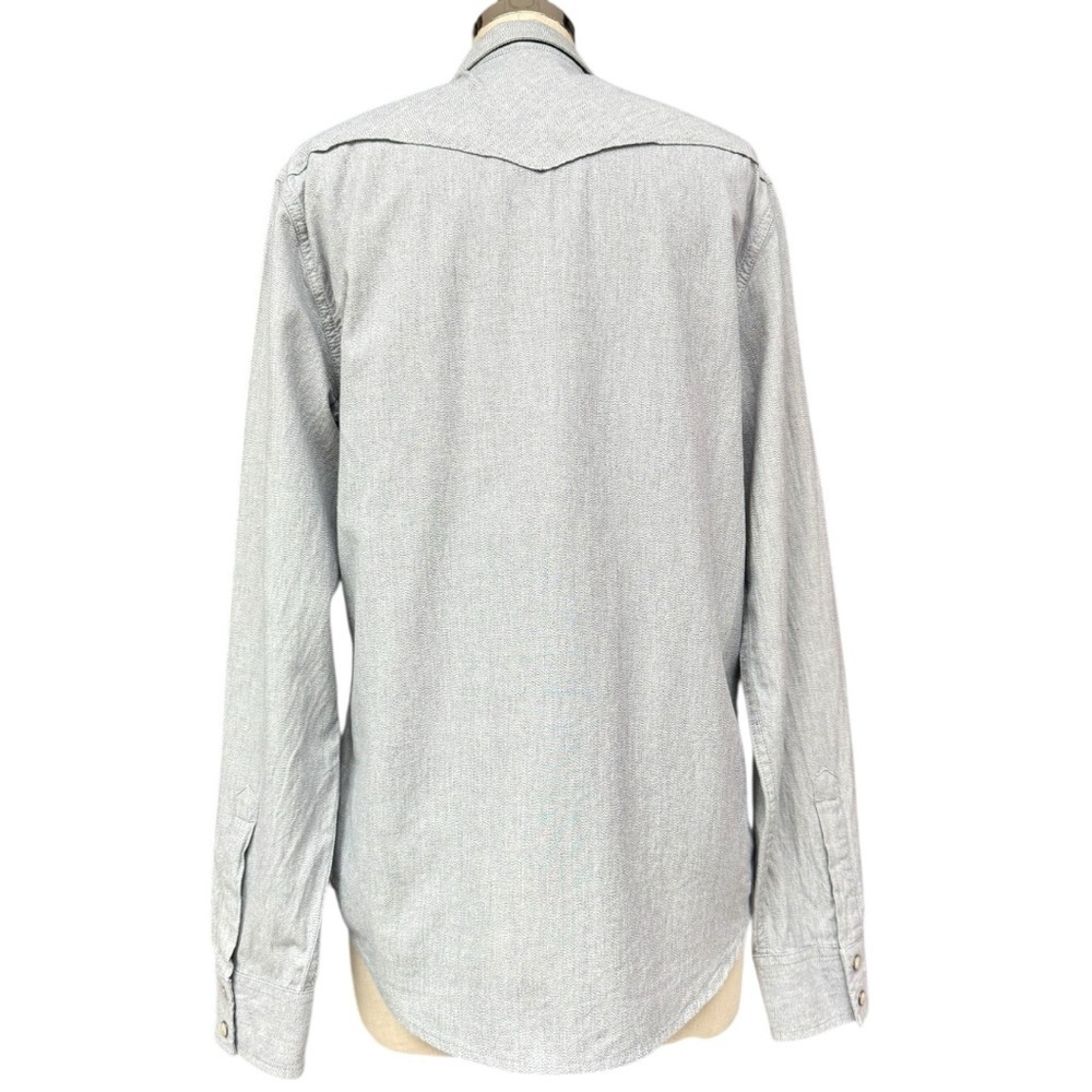 Lucky Brand Gray Herringbone Western Snap Shirt Size Small, Western Button Down - Picture 5 of 10